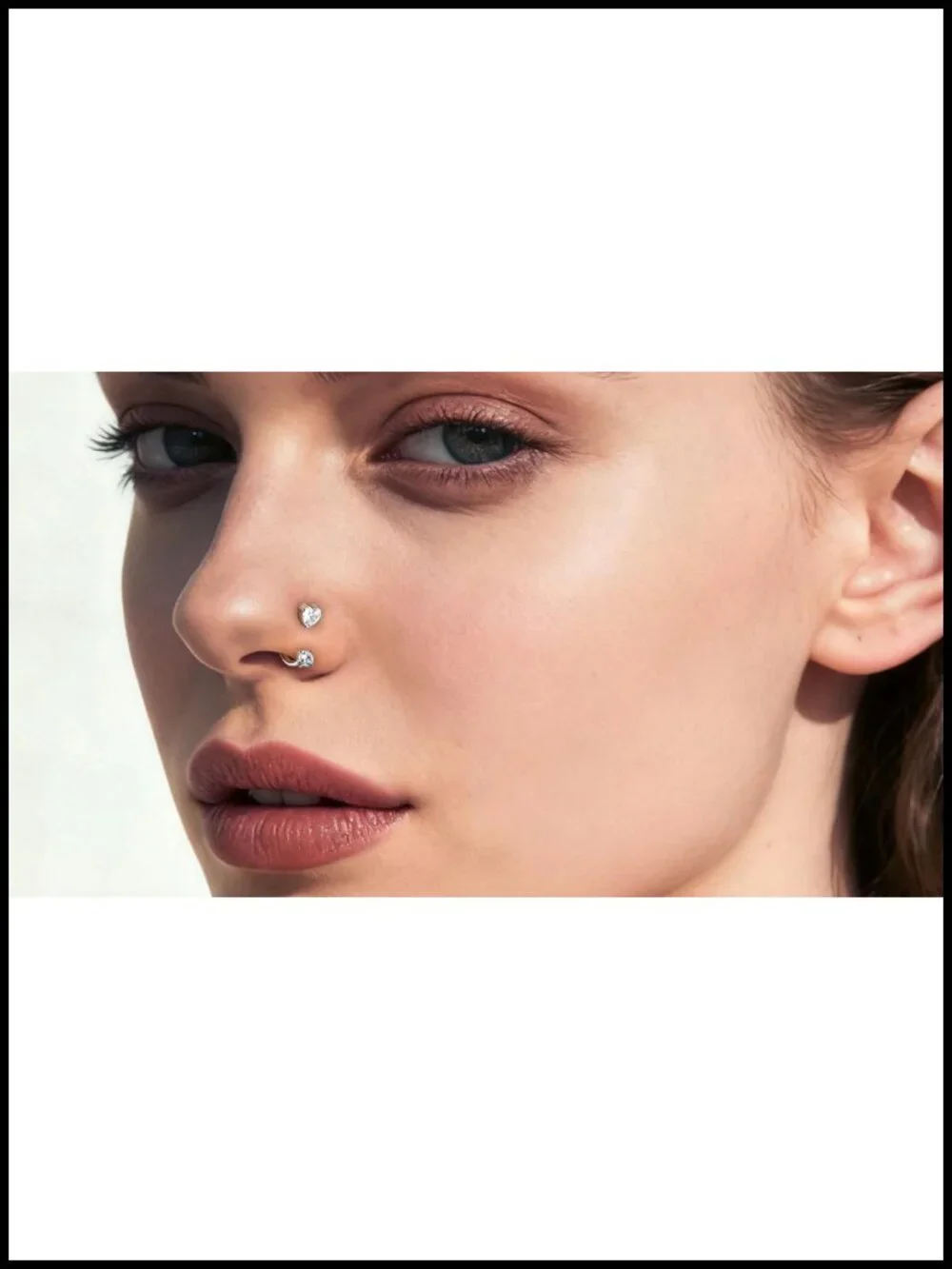 20G Heart Horseshoe Nose Ring 316L Surgical Steel Threadless Push Pin Piercing